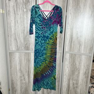 Kathmandu Imports Dress Size S Tie Dye Artisan Boho Hippie Jersey Bodycon
